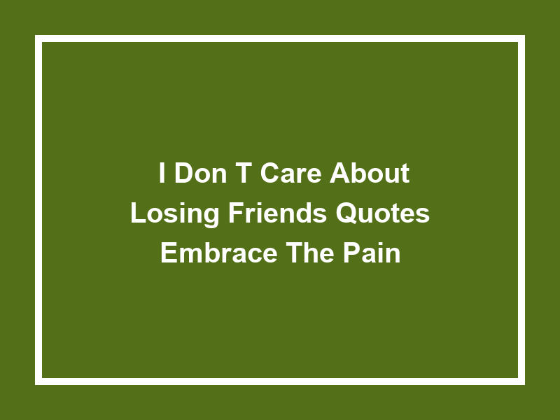 'I Don't Care about Losing Friends Quotes': Embrace the Pain