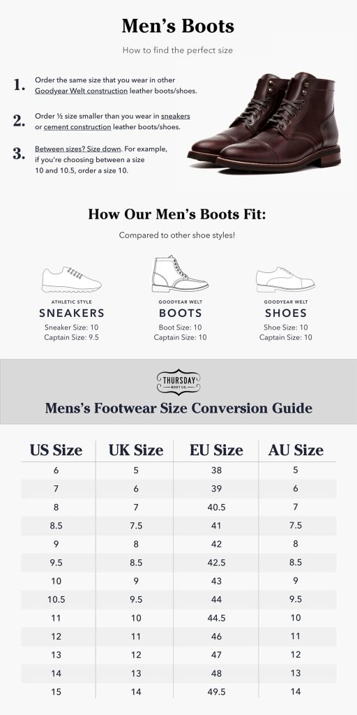 The Ultimate Thursday Boot Size Chart: Find Your Perfect Fit - Helpful